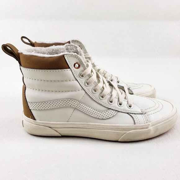 Vans SK8 Hi MTE Aimee Fuller Sneaker Womens 8 White Sherpa Lace Up Skate Shoe - Picture 1 of 11